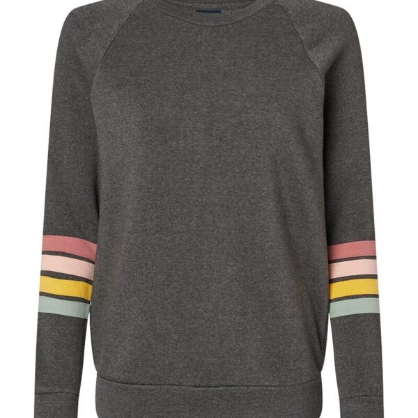 MV Sport Women's Striped Sleeves Crewneck Sweatshirt W23152 Women's Striped Sleeves Crewneck Sweatshirt Thumbnail